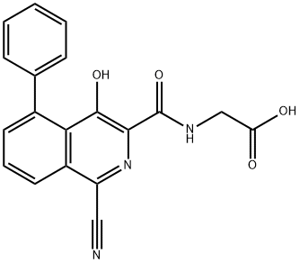 Glycine,  N-[(1-cyano-4-hydroxy-5-phenyl-3-isoquinolinyl)carbonyl]- Struktur