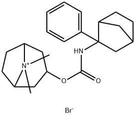 endo-8,8-dimethyl-3-[[[(2-phenylbicyclo[2.2.1]hept-2-yl)amino]carbonyl]oxy]-8-azoniabicyclo[3.2.1]octane bromide Struktur