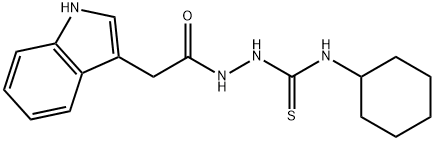 N-cyclohexyl-2-[2-(1H-indol-3-yl)acetyl]-1-hydrazinecarbothioamide Struktur