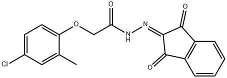 2-(4-chloro-2-methylphenoxy)-N'-(1,3-dioxo-1,3-dihydro-2H-inden-2-yliden)acetohydrazide Struktur