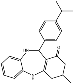 11-(4-isopropylphenyl)-3-methyl-2,3,4,5,10,11-hexahydro-1H-dibenzo[b,e][1,4]diazepin-1-one Struktur