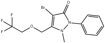 4-bromo-1-methyl-2-phenyl-5-[(2,2,2-trifluoroethoxy)methyl]-1,2-dihydro-3H-pyrazol-3-one Struktur