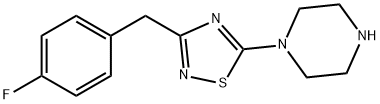 1-[3-(4-Fluoro-benzyl)-[1,2,4]thiadiazol-5-yl]-piperazine Struktur