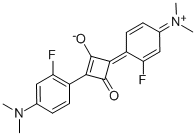 1-(4-Dimethylamino-2-fluoro-phenyl)-3-(4-dimethylimmonium-2-fluoro-cyclohexa-2,5-dien-1-ylidene)-2-oxo-cyclobuten-4-olate Struktur