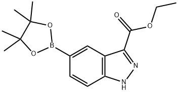 1H-Indazole-3-carboxylic acid, 5-(4,4,5,5-tetraMethyl-1,3,2-dioxaborolan-2-yl)-, ethyl ester Struktur