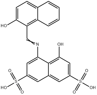 4-Hydroxy-5-[[(2-hydroxy-1-naphthalenyl)methylene]amino]-2,7-naphthalenedisulfonic acid Struktur