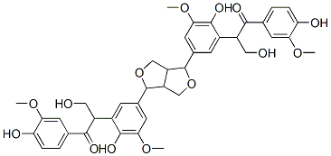 2,2'-[(Tetrahydro-1H,3H-furo[3,4-c]furan-1,4-diyl)bis(6-hydroxy-5-methoxy-3,1-phenylene)]bis[3-hydroxy-1-(4-hydroxy-3-methoxyphenyl)-1-propanone] Struktur