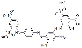 disodium hydrogen 3-[[2,4-diamino-5-[[4-[(4-nitro-2-sulphonatophenyl)amino]phenyl]azo]phenyl]azo]-5-sulphonatosalicylate  Struktur