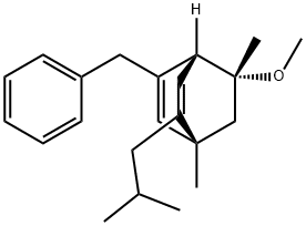 (1R,4R,8R)-5-BENZYL-2-ISOBUTYL-8-METHOXY-1,8-DIMETHYL-2-BICYCLO[2.2.2]OCTA-2,5-DIENE Struktur