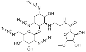 4,6-DIAZIDO-2,4,5,6-TETRADEOXY-3-O-(2,6-DIAZIDO-2,6-DIDEOXY-D-GLUCOPYRANOSYL)-2-[[2-[(1-O-METHYL-D-RIBOFURANURONOYL)AMINO]ETHYL]AMINO]-D-MYO-INOSITOL Struktur