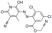 Benzoic  acid,  3,5-dichloro-2-[2-(5-cyano-1,6-dihydro-2-hydroxy-1,4-dimethyl-6-oxo-3-pyridinyl)diazenyl]-,  cyanomethyl  ester Struktur