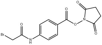 N-succinimidyl ((bromoacetyl)amino)benzoate Struktur