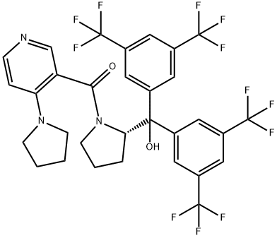 {(2S)-2-{Bis[3,5-bis(trifluoroMethyl)phenyl]hydroxyMethyl}-1-pyrrolidinyl}[4-(1-pyrrolidinyl)-3-pyridinyl]Methanone Struktur