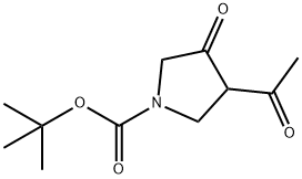 3-Acetyl-4-oxo-pyrrolidine-1-carboxylic acid tert-butyl ester Struktur