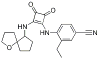 Benzonitrile, 3-ethyl-4-[[2-(1-oxaspiro[4.4]non-6-ylaMino)-3,4-dioxo-1-cyclobuten-1-yl]aMino]- Struktur