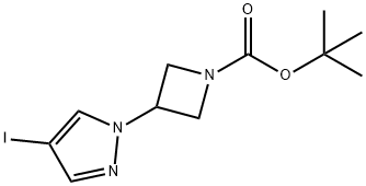 1-Azetidinecarboxylic acid, 3-(4-iodo-1H-pyrazol-1-yl)-, 1,1-dimethylethyl ester Struktur