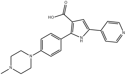 1H-Pyrrole-3-carboxylic  acid,  2-[4-(4-methyl-1-piperazinyl)phenyl]-5-(4-pyridinyl)- Struktur