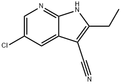 1H-Pyrrolo[2,3-b]pyridine-3-carbonitrile, 5-chloro-2-ethyl- Struktur