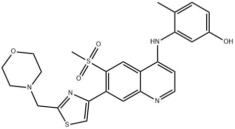 Phenol, 4-Methyl-3-[[6-(Methylsulfonyl)-7-[2-(4-MorpholinylMethyl)-4-thiazolyl]-4-quinolinyl]aMino]- Struktur