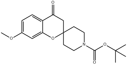 TERT-BUTYL 7-METHOXY-4-OXOSPIRO[CHROMAN-2,4'-PIPERIDINE]-1'-CARBOXYLATE Struktur