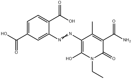 1,4-Benzenedicarboxylic  acid,  2-[2-[5-(aminocarbonyl)-1-ethyl-1,6-dihydro-2-hydroxy-4-methyl-6-oxo-3-pyridinyl]diazenyl]- Struktur