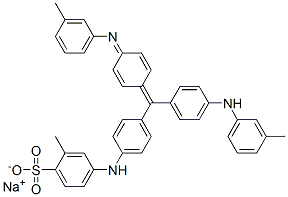 sodium 2-methyl-4-[4-[[4-(3-methylanilino)phenyl][4-(3-methylphenylimino)phenylidene]methyl]anilino]benzenesulphonate Struktur