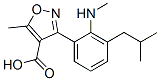 4-Isoxazolecarboxylic  acid,  5-methyl-3-[2-(methylamino)-3-(2-methylpropyl)phenyl]- Struktur