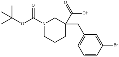 1-N-BOC-3-(3-BROMOBENZYL) PIPERIDINE-3-CARBOXYLIC ACID Struktur