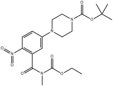 1-BOC-4-(3-(ETHOXYCARBONYLMETHYLCARBAMOYL)-4-NITROPHENYL)PIPERAZINE Struktur