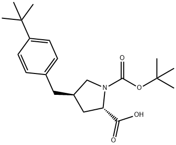 (2S,4R)-1-(tert-butoxycarbonyl)-4-(4-tert-butylbenzyl)pyrrolidine-2-carboxylic acid Struktur