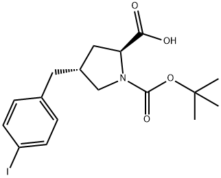 (2S,4R)-1-(tert-butoxycarbonyl)-4-(4-iodobenzyl)pyrrolidine-2-carboxylic acid Struktur