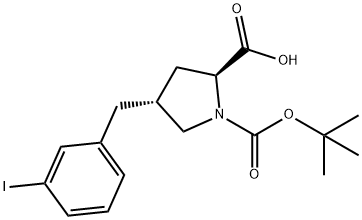 (2S,4R)-1-(tert-butoxycarbonyl)-4-(3-iodobenzyl)pyrrolidine-2-carboxylic acid Struktur