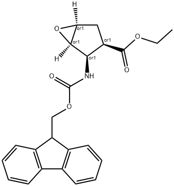 ETHYL (1R*,2R*,3R*,5S*)-2-(9-FLUORENYLMETHOXYCARBONYLAMINO)-6-OXA-BICYCLO[3.1.0]HEXANE-3-CARBOXYLATE Struktur