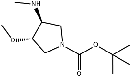 tert-butyl (3s,4s)-3-methoxy-4-(methylamino)pyrrolidine-1-carboxylate Struktur