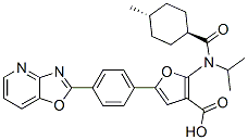 3-Furancarboxylic  acid,  2-[[(trans-4-methylcyclohexyl)carbonyl](1-methylethyl)amino]-5-(4-oxazolo[4,5-b]pyridin-2-ylphenyl)- Struktur