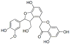 2-[2,3-Dihydro-7-hydroxy-2-(4-hydroxy-3-methoxyphenyl)-3-(hydroxymethyl)benzofuran-4-yl]-2,3-dihydro-5,7-dihydroxy-4H-1-benzopyran-4-one Struktur