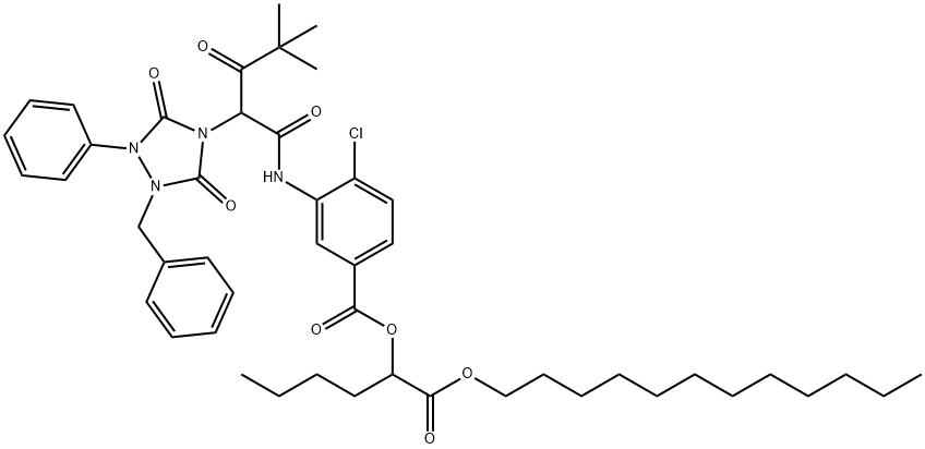 4-CHLORO-3-[2-(1-BENZYL-3,5-DIOXO-2-PHENYL-1,2,4-TRIAZOLIDIN-4-YL)-4,4-DIMETHYL-3-OXOVALERYAMINO]BENZOIC ACID 1-(DODECYLOXYCARBONYL)PENTYL ESTER Struktur