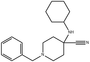 1-benzyl-4-(cyclohexylamino)piperidine-4-carbonitrile Struktur