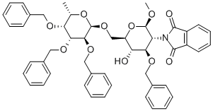 Methyl3-O-benzyl-6-O-(2,3,4-tri-O-benzyl-a-L-fucopyranosyl)-2-deoxy-2-phthalimido-b-D-glucopyranoside Struktur