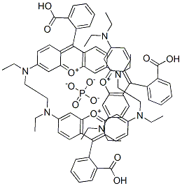 tris[9-(2-carboxyphenyl)-3,6-bis(diethylamino)xanthylium] phosphate Struktur