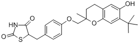 5-(4-(7-t-Butyl-6-hydroxy-2-methylchroman-2-ylmethoxy)benzyl)thiazolid ine-2,4-dione Struktur