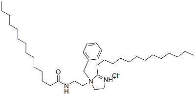 1-benzyl-4,5-dihydro-1-[2-[(1-oxotetradecyl)amino]ethyl]-2-tridecyl-1H-imidazolium chloride Struktur