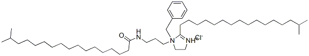 1-benzyl-4,5-dihydro-2-isoheptadecyl-1-[3-[(1-oxoisooctadecyl)amino]propyl]-1H-imidazolium chloride Struktur