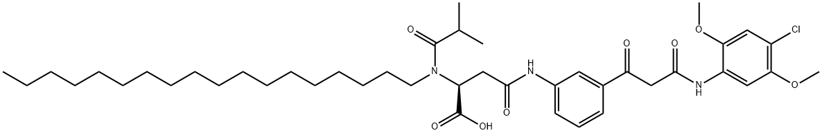 N-[3-[3-[(4-chloro-2,5-dimethoxyphenyl)amino]-1,3-dioxopropyl]phenyl]-N2-(2-methylpropionyl)-N2-octadecyl-DL-asparagine Struktur