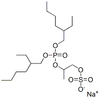 sodium bis(2-ethylhexyl) methyl-2-(sulphonatooxy)ethyl phosphate Struktur