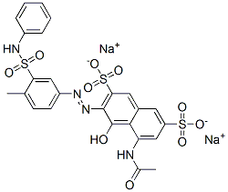 disodium 5-(acetylamino)-4-hydroxy-3-[[4-methyl-3-[(phenylamino)sulphonyl]phenyl]azo]naphthalene-2,7-disulphonate Struktur