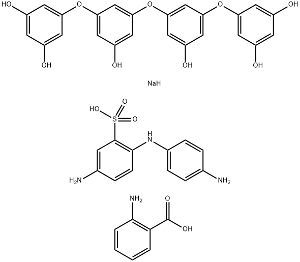 Benzoic acid, 2-amino-, diazotized, coupled with diazotized 5-amino-2-[(4-aminophenyl)amino]benzenesulfonic acid and 5,5'-[oxybis[(5-hydroxy-3,1-phenylene)oxy]]bis[1,3-benzenediol], sodium salt Struktur