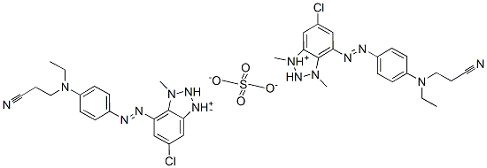 bis[6-chloro-4-[[4-[(2-cyanoethyl)ethylamino]phenyl]azo]-1,3-dimethyl-1H-benzotriazolium] sulphate Struktur