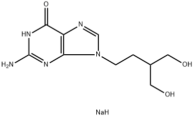 1,9-Dihydro-2-amino-9-(4-hydroxy-3-(hydroxymethyl)butyl)-6H-purin-6-on e monosodium salt Struktur