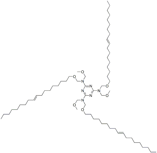 N,N',N''-tris(methoxymethyl)-N,N',N''-tris[(octadec-9-en-1-yloxy)methyl]-1,3,5-triazine-2,4,6-triamine Struktur